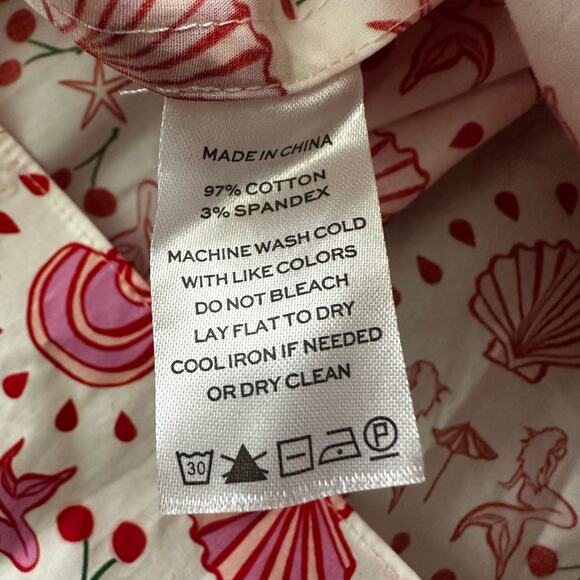 HILL HOUSE Womens Dress The Nap Mermaid Babydoll Milkmaid Seashell Pattern SMALL - Picture 6 of 10